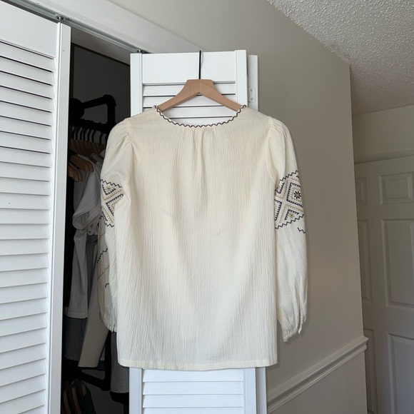 Madewell ‘Embroidered Peasant Top’ in Antique Cream - Picture 4 of 7